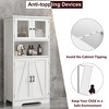 50.4" Tall Storage Cabinet with Glass Doors and Adjustable Shelf, Freestanding Modern Cupboard for Kitchen, Dining Room, Living Room, Bathroom, White - 2 of 4