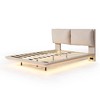 Whisen Morden Design Upholstered Platform Bed with Sensor Light, USB Port and 2 Large Backrests - 3 of 4