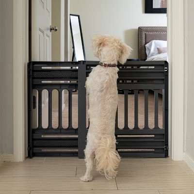 Gray Adjustable Plastic Pet Gate for Doorways, 24-39 Inches