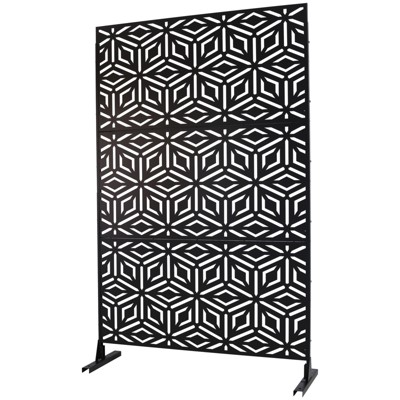 DSVIMOY Outdoor & Indoor Privacy Screen, Freestanding Decorative Privacy Screen for Deck Balcony Patio, Black, 48"*76"*16"