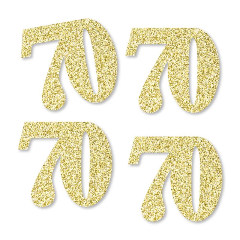Big Dot of Happiness Gold Glitter 70 - No-Mess Real Gold Glitter Cut-Out Numbers - 70th Birthday Party Confetti - Set of 24, 1 of 7