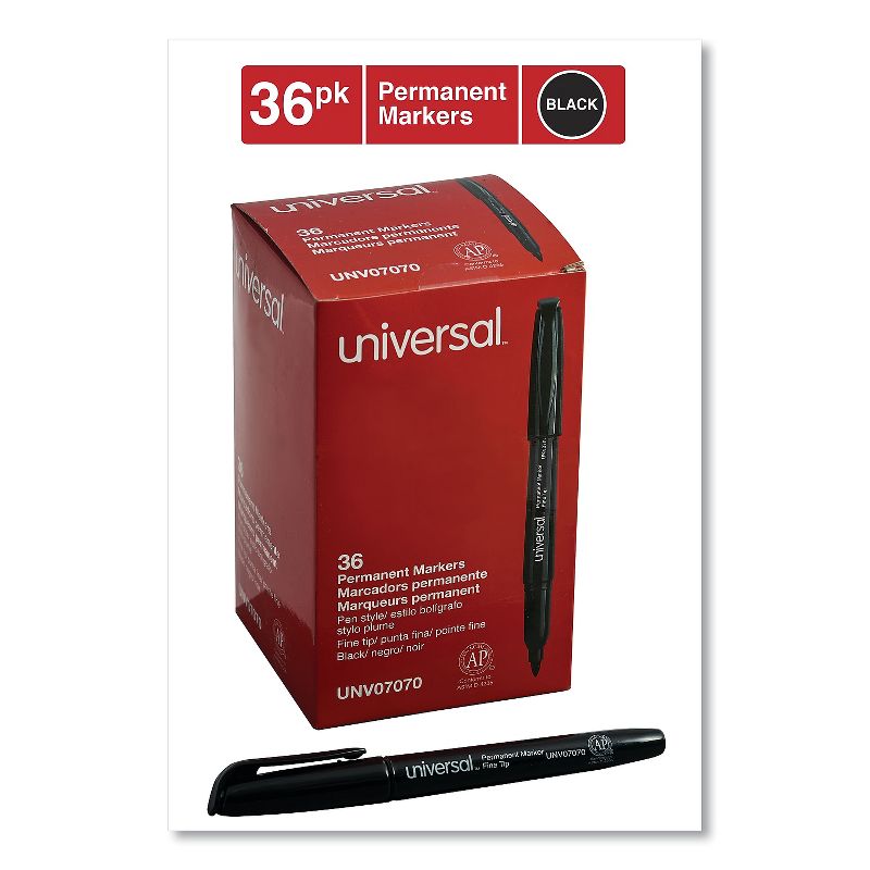 Universal Pen-Style Permanent Marker Bullet/Fine Point Black 36/Pack 07070, 3 of 10