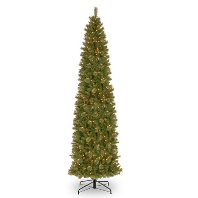 National Tree Company 12ft Tacoma Pine Pencil Slim Tree with Clear Lights