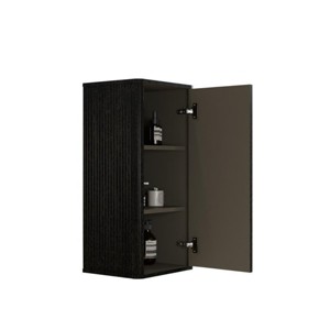 ChicFurnit Bathroom Storage Cabinet Striped Brushed Black Oak Floating Side Cabinet for Small Spaces, Black Brown, 14.17"*11.41"*29.5" - 1 of 4