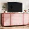 COZONY 14 Drawer Dresser 63" TV Stand with Power Outlet, Long Entertainment Center for 65-75 Inch TV, Black Fabric Storage Cabinet - 3 of 4