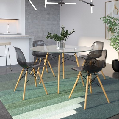 Transparent Black Cross Back Wood and Metal Side Chair