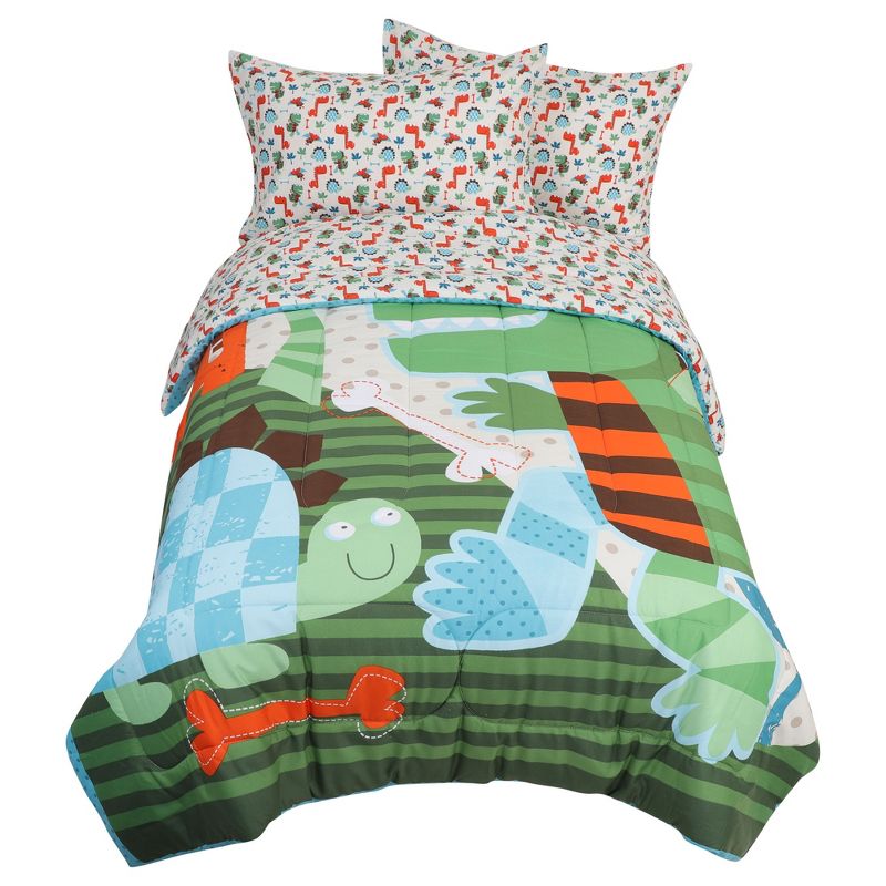 PiccoCasa Kids All Seasons Cute Dinosaur Pattern Comforter Set with 2 Pillowcases Multicolor Twin 3 Pcs, 5 of 6