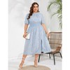 LXT-Women's Plus Size Dress Smocked Waist Side Split Boho Floral Dresses - 4 of 4