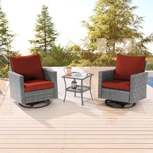 Sonkuki 3-Piece Patio Chair Set Swivel Rocking Chair Set Side Table Suiting Backyard, Poolside and Patio - 1 of 4