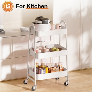 KTMBDW 3 Tier Rolling Cart Organizer, Rolling Cart with Lockable Wheels and Handle, Utility Cart Storage Cart for Nursery, Kitchen, Bathroom - 1 of 4