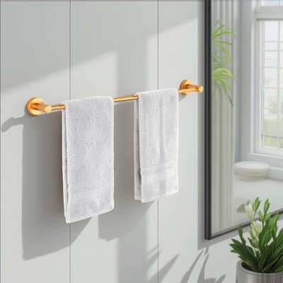 Adjustable Towel Bar, 16-27 Inches, for Bathroom & Kitchen, Wall-Mounted, Premium Thick Aluminum, Brushed Gold Finish