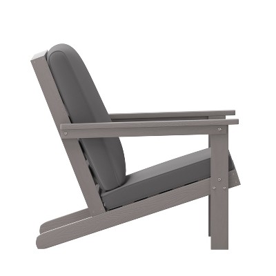 Gray Poly Resin Adirondack Patio Club Chair with Cushions