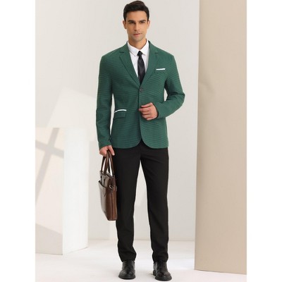Lars Amadeus Men's Plaid Pattern Button Down Slim Fit Casual Blazer Dark Green Small — фото 3