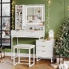 Makeup Vanity Desk with Mirror and Lights, Vanity Table with 5 Drawers, Vanity Set with Stool and Removable Side Storage Cabinet for Bedroom - 4 of 4