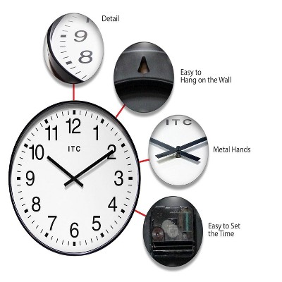 Oversized Black and White Resin Wall Clock with Arabic Numbers