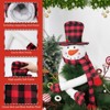 Aoibox Christmas Snowman Tree Topper 1 Piece Plush Snowman Hugger Red Black Buffalo Plaid Hat Scarf 44.5 in Arms 7 in Tall - 3 of 4