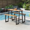 Costway Patio Picnic Table Bench Set with Acacia Wood Tabletop Benchtop Built-in Footrests - 4 of 4