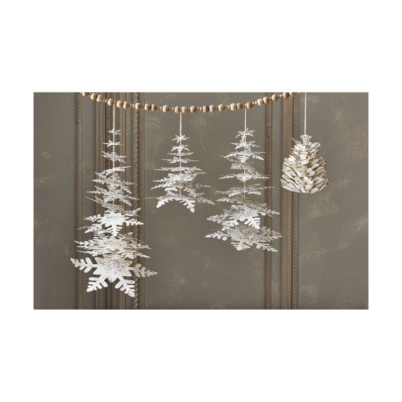 tagltd Whimsical White Paper Snowflake Shaped Christmas Winter Tree with Metaullic Gold Accents Hanging Wall Decorations, 12.0 x 8.0 x 8.0 in., 2 of 3