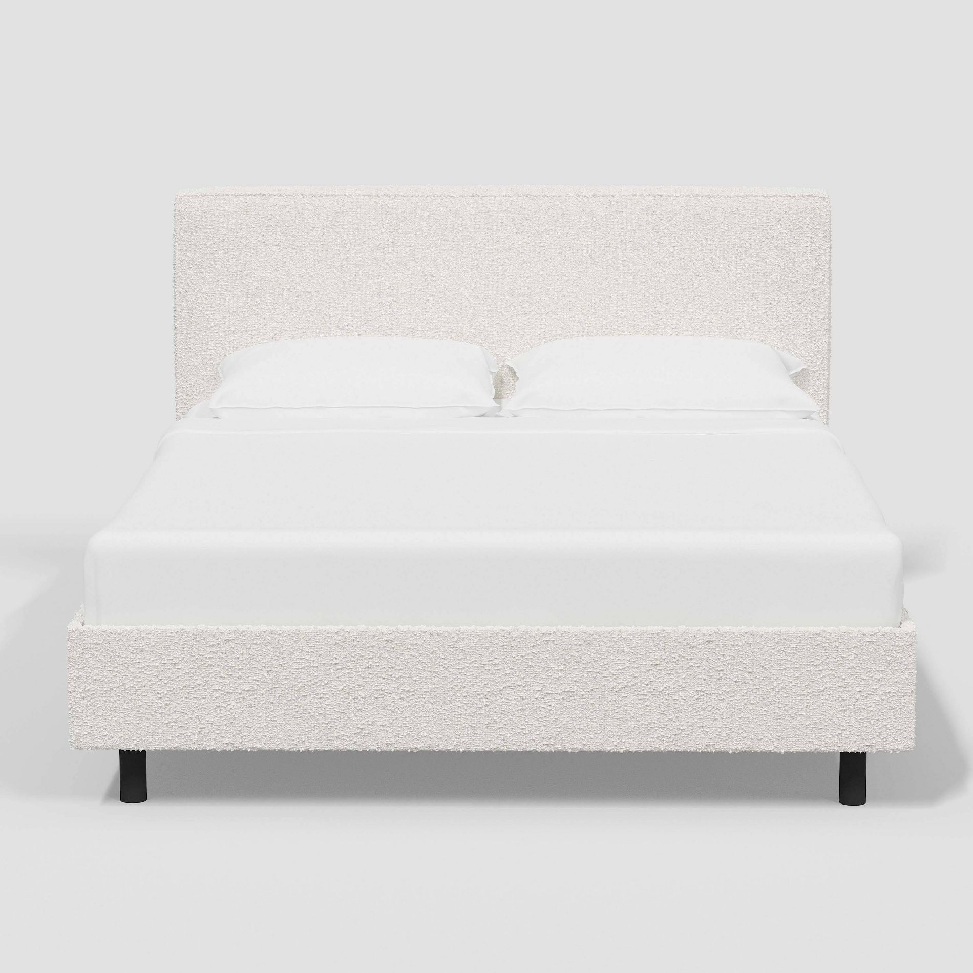 California King Kelsey Platform Bed in White Boucle - Threshold™: Pine Frame, Low Profile, No Box Spring Needed