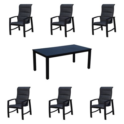 Santorini 7pc 70" Rectangle Dining Set - Black - Courtyard Casual