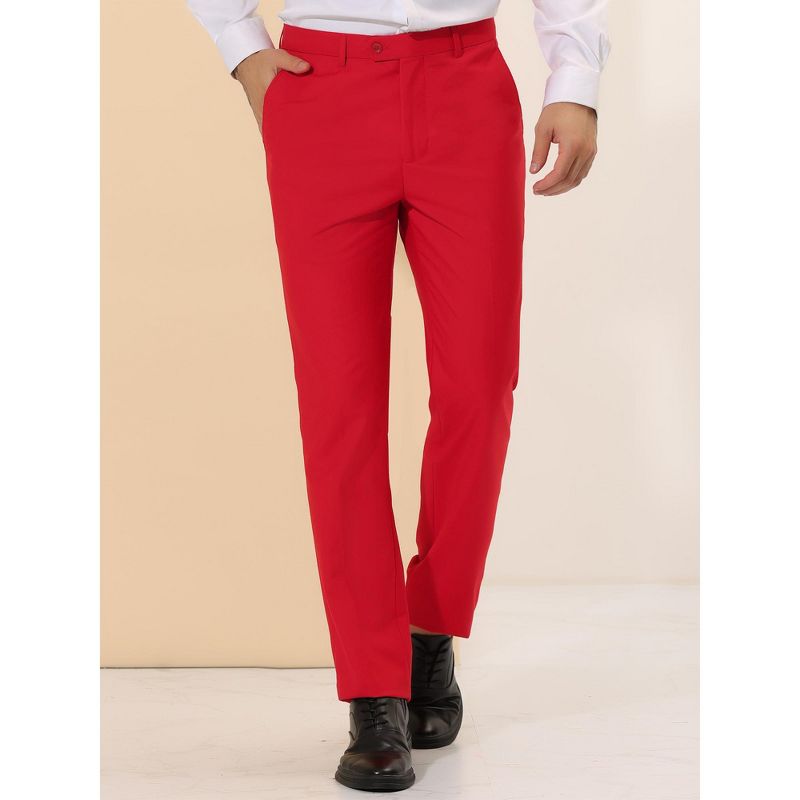 Lars Amadeus Men's Regular Fit Flat Front Chino Business Wedding Suit Pants, 2 of 7