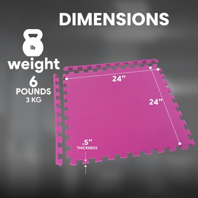 Multicolor EVA Foam Interlocking Exercise Mat Tiles, 24 Sq Ft