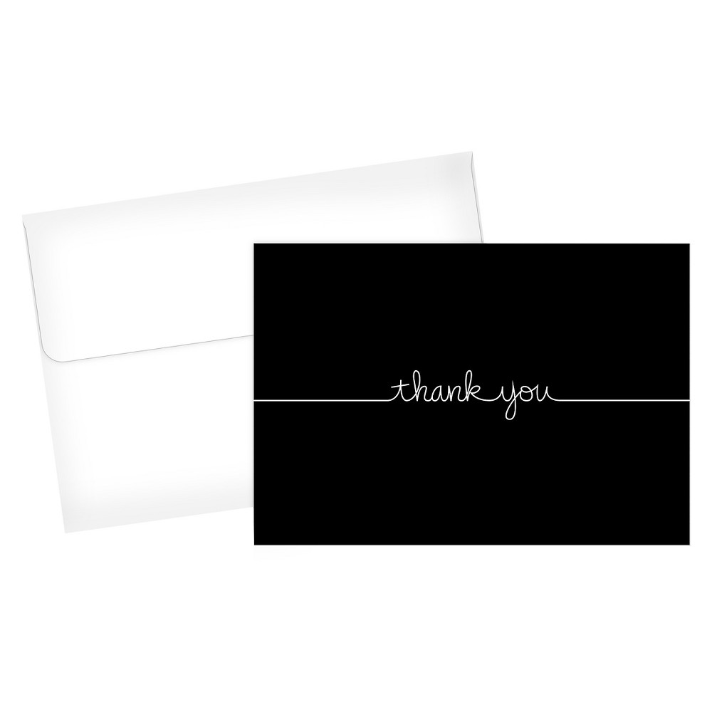 Great Papers! 50ct Grace 'Thank You' Cards Black: Solid Design, Thank You Notes, Stationery Pack, 50 Cards
