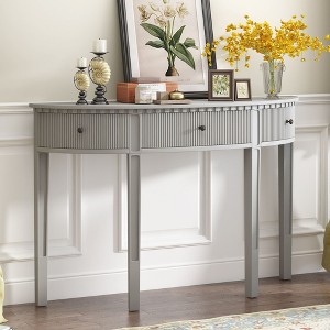 NicBex 3 Drawer Console Table with Vertical Stripe Drawer Fronts,Entryway Table with Round Deco Knobs,Modern Couch Table for Living Room - 1 of 4