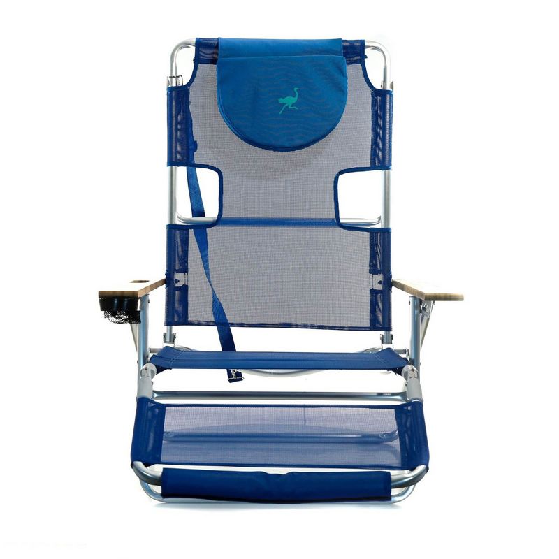 Ostrich 3N1 Lightweight Aluminum Frame 5-Position Reclining Beach Chair and Ladies Comfort On-Your-Back Outdoor Beach Chair with Backpack Strap, Blue, 4 of 7