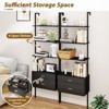 Tangkula Ladder Bookshelf w/ Storage Wall Mount Bookcase w/ 4 Open Shelves Black - 4 of 4