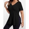 Womens Plus Size Tops Casual V Neck Short Sleeve Shirts Split Hem Blouses - 4 of 4