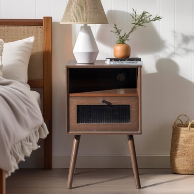 KTMBDW Nightstand with Charging Station, Side Table with Drawers, Bedside Table with USB Ports and Outlets, Night Stand for Bedroom