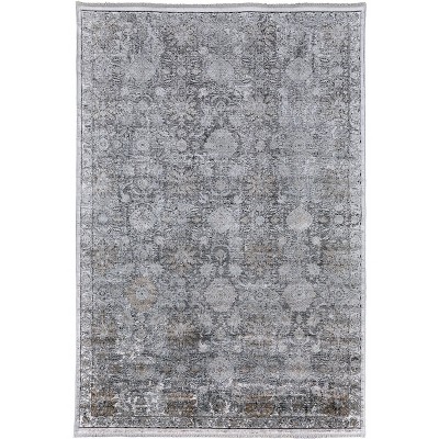 Sarrant Transitional Damask Gray/Silver/Tan Area Rug