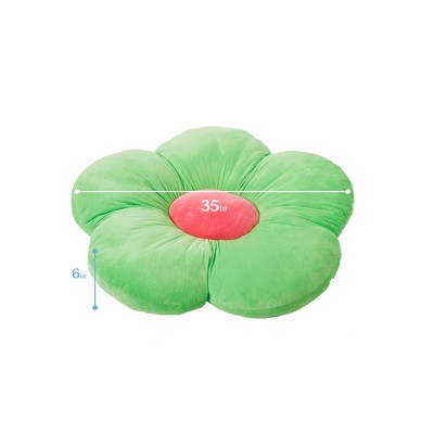 Bright Green Flower-Shaped Kids Floor Cushion
