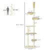 FURNIinspire Floor to Ceiling Cat Tree Adjustable Height, Cat Climbing Tower with Carpeted Platforms, Toy Balls, Beige, 21.25"*13.5"*98.5" - 2 of 4
