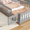 Nicbex Twin/Full House-Shaped Headboard Floor Bed with Fence and Door,Sturdy Wood Twin Montessori Floor Bed with Safety Guardrails for Toddlers - 4 of 4