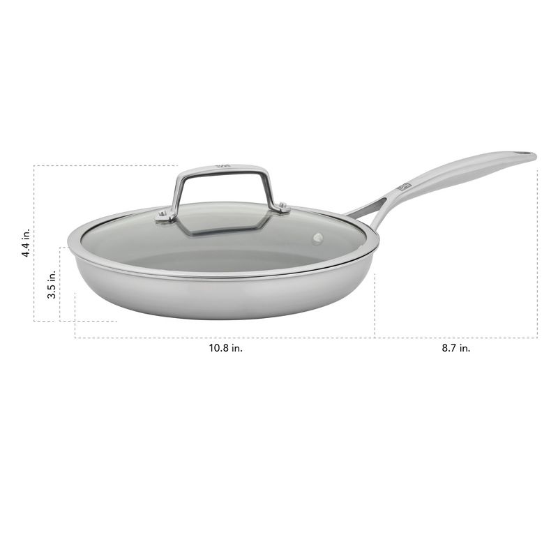 ZWILLING Energy Plus 10-inch Stainless Steel Ceramic Nonstick Fry Pan with Lid, 3 of 9