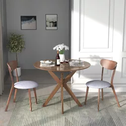 Costway 3 PCS Dining Table Set Modern Round Kitchen Table and Chairs Set for Dining Room