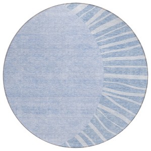 Denim Blue And Sky Blue Abstract Washable Indoor Outdoor Area Rug - 1 of 4