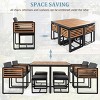 Outdoor 18-Piece Acacia Wood Dining Set, Dining Set with 8 Chairs and 8 Ottomans and 2 Tables, Chairs with Iron Frame PE Cushions–Cuddlewood - 4 of 4