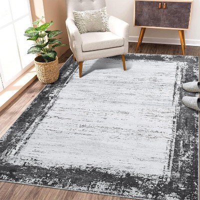 Large Modern Area Rug,Washable Non-Slip Low Pile Foldable Carpet for Living Room Bedroom Playroom Home Office,Distressed Contemporary Rug