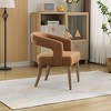 Lyngins 25.79" Wide Modern Barrel Chair, Open Back Upholstered Accent Chair with Weathered Solid Wood Legs, PU Fabric Dining Chair for Dining Room - 2 of 4