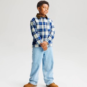 Boys' Oversized Fit Plaid Corduroy Reversible Shacket - Cat & Jack