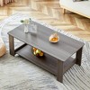 XINGHANZHENXUAN Brown Modern 2-Tier MDF Coffee Table, Contemporary Rectangular Center Table with Textured Finish for Living Room, Bedroom, Study - 2 of 4