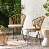 Christopher Knight Home Tavon Outdoor Wicker and Metal Dining Chairs with Cushion (Set of 2) - 2 of 4