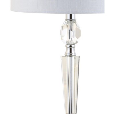 Victoria 27" Clear Crystal LED Table Lamp Set with White Shade