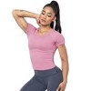 Workout Crop Tops for Women Short Sleeve Workout Shirts for Running 2025 Gym Yoga Athletic Exercise - 2 of 4