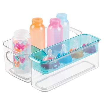mDesign Kitchen Storage Bin for Kids Supplies, Baby Food - 3 Pieces - Clear/Blue