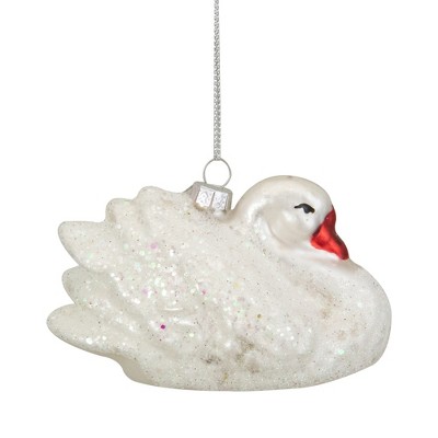 Northlight 3.75" White Iridescent Glass Swan Christmas Ornament