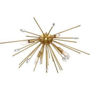 Possini Euro Design Janae Modern Ceiling Light Flush Mount Fixture 29" Wide Plated Antique Gold Sputnik 4-Light Clear Crystal for Bedroom Living Room - 1 of 4